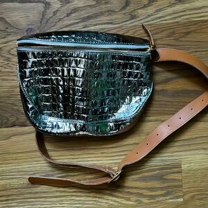 Brand new Clare v Fanny pac in silver croco leather. Never used.